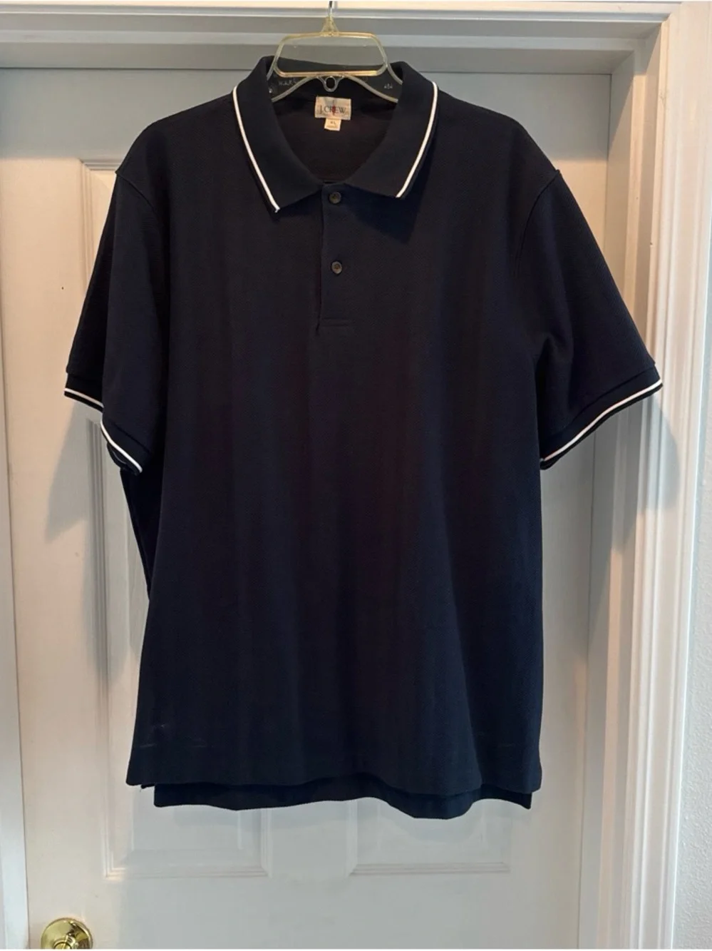 J crew men’s polo navy blue herringbone